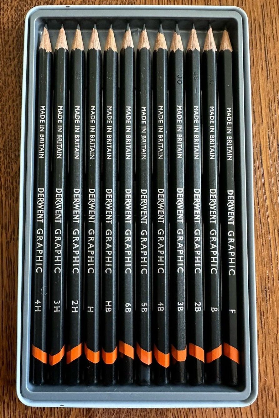 Derwent Graphic 6B-4H Medium Graphite Pencils Artist Set 12 Professional - Picture 2 of 3
